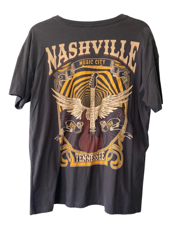 Electric Pink Tops - Nashville Music City Tennessee Guitar with Wings Graphic Tee - Size Large
